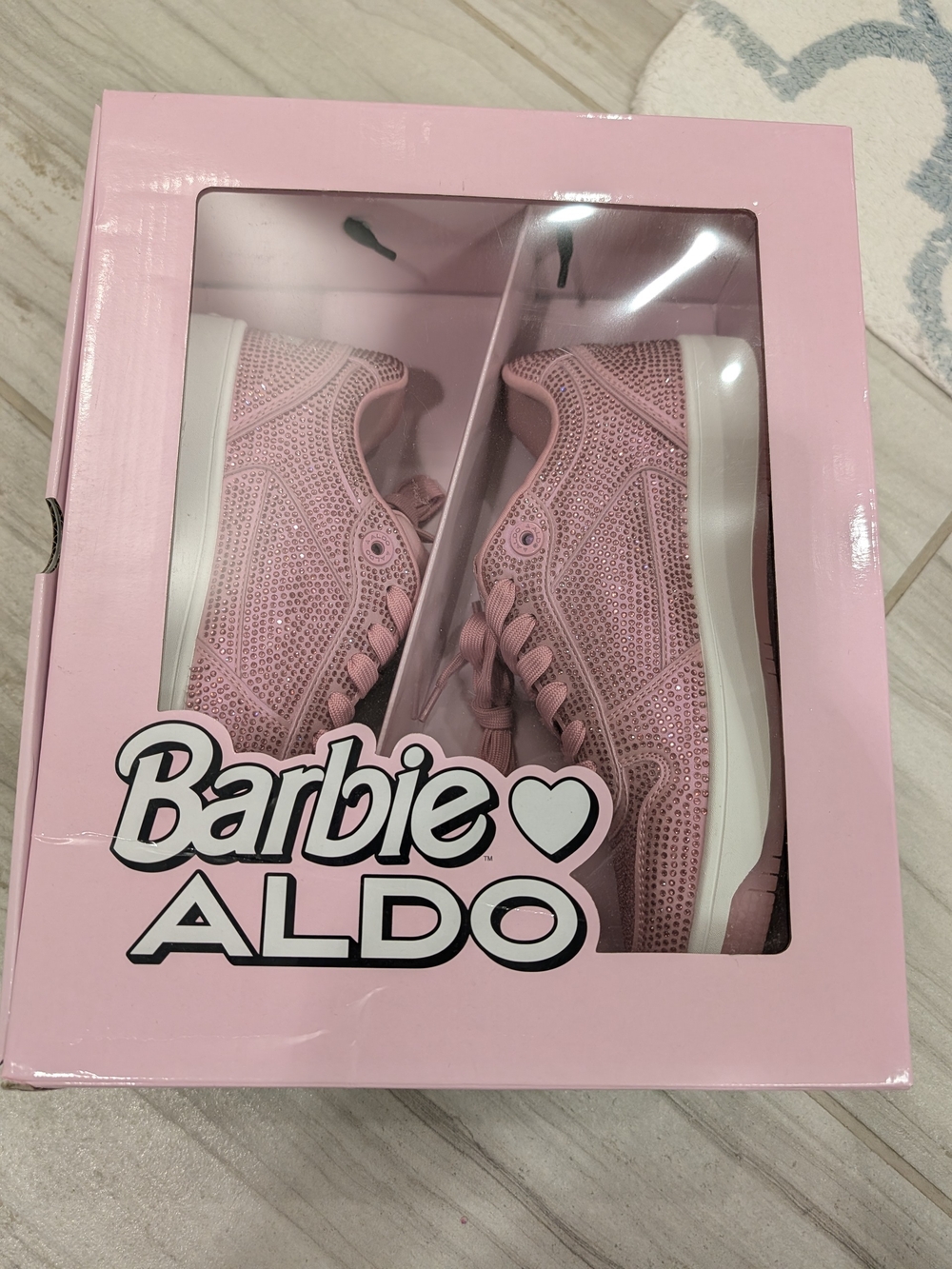Aldo Barbie Pink Crystal-Embellished Sneakers 8.5 New